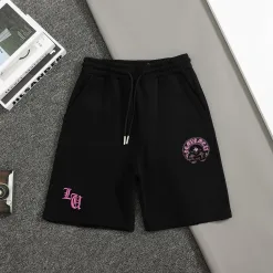 Hochwertige Chrome Hearts Shorts Rosa Baumwolle Bestickt Luxus