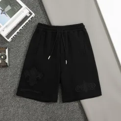 Luxus Chrome Hearts Shorts Schwarz Baumwolle Patchwork Luxus