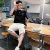 Premium Louis Vuitton Kurzarm-Kollektion mit schwarzer Baumwollstickerei