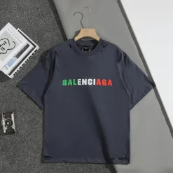 Premium Balenciaga Kurzarm Schwarz Baumwolle Logo Luxus