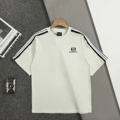 Premium Balenciaga Kurzarm-Logo-Kollektion aus weißer Baumwolle