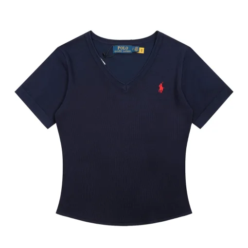 Luxus Ralph Lauren Kurzarm Schwarz Strick Klassischer Stil