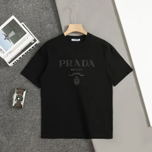 Premium Prada Kurzarm Schwarz Baumwolle Classic Collection