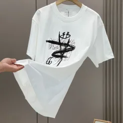 Meistverkaufte Balenciaga Kurzarm Schwarz Baumwolle Print Stil