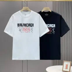 Premium Balenciaga Kurzarm Schwarz Baumwolle Print Luxus