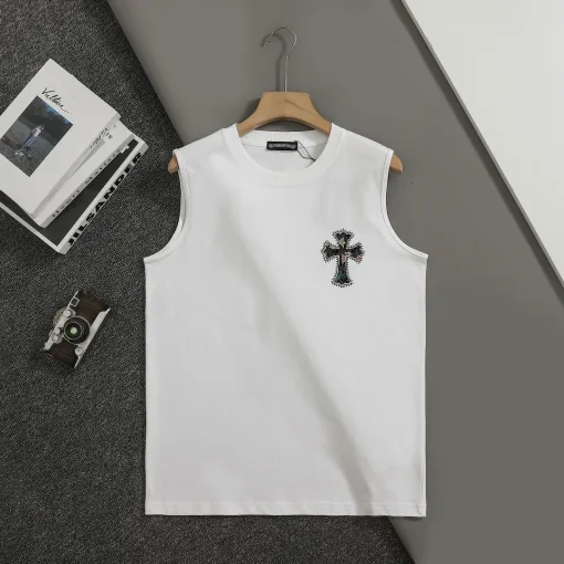 Hochwertige Chrome Hearts Ärmellose schwarze Baumwolle Minimalistischer Luxus