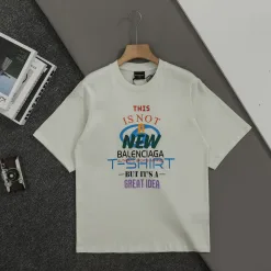 Hochwertige Balenciaga Kurzarm Weiß Baumwolle Logo Luxus