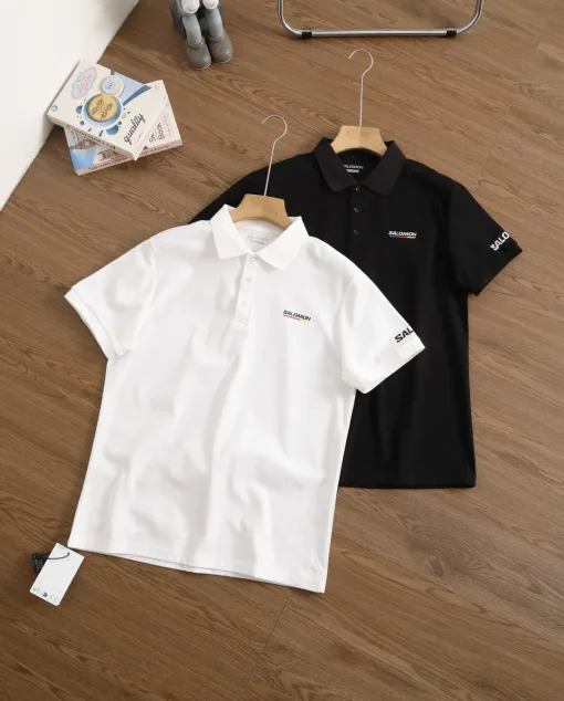 Hochwertige Salomon Kurzarm-T-Shirt aus schwarzer Baumwolle, atmungsaktiv