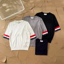 Bestseller Thom Browne T-Shirts Rote Wolle Klassischer Stil