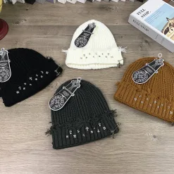 Meistverkaufte Chrome Hearts Mütze Schwarze Wolle Distressed Luxus