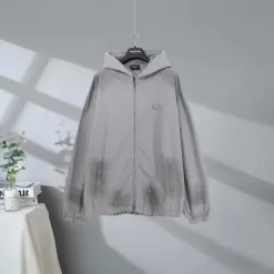 Meistverkaufter Balenciaga Mantel Grau Baumwolle Bestickt Luxus