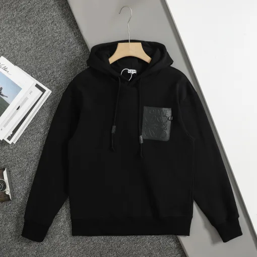 Bestseller Loewe Sweatshirts Schwarzes Kalbsleder Logo Kollektion