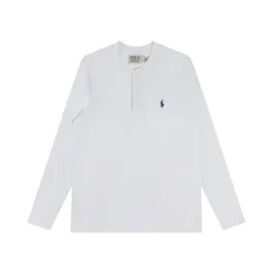Hochwertige Ralph Lauren Langarmshirts aus gewaschener weißer Baumwolle