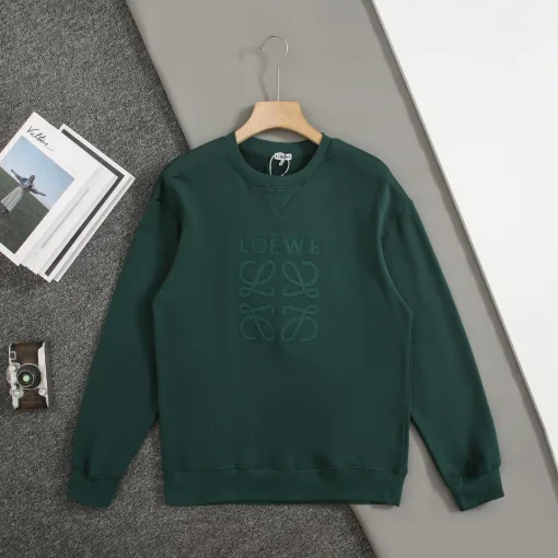 Hochwertige Loewe Sweatshirts Graue Baumwolle Bestickte Kollektion