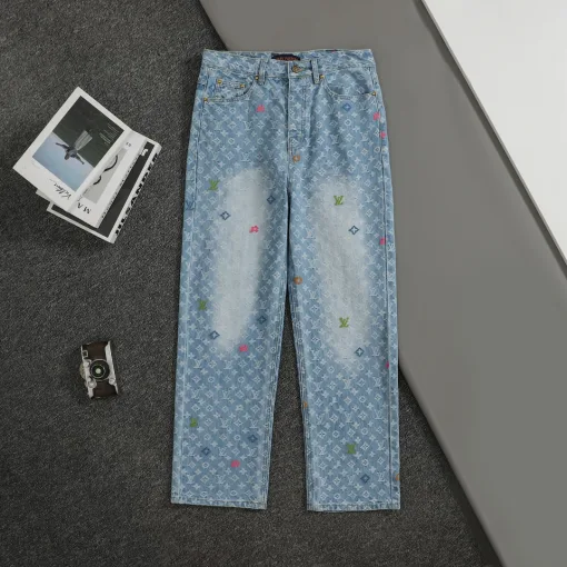 Hochwertige Louis Vuitton Hose Blue Denim Monogramm Luxus