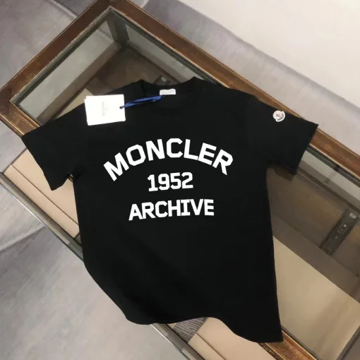 Premium Moncler Kurzarm Schwarz Baumwolle Print Style