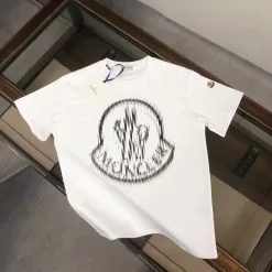 Luxus Moncler Kurzarm Schwarz Baumwolle Print Style